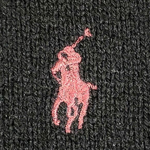Polo Ralph Lauren Lambswool Sweater Mens Collared 1/4 Button Black Large Vintage - Picture 4 of 9